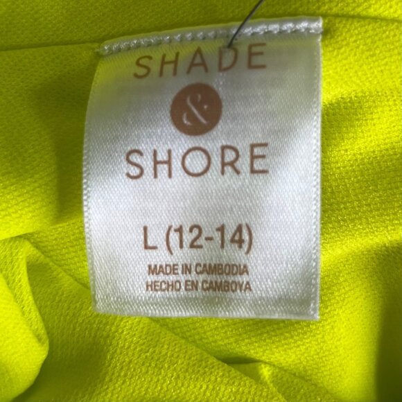 Shade & Shore High Leg Cheeky One-Piece Swimsuit Lime Green Size Large New - Picture 8 of 12